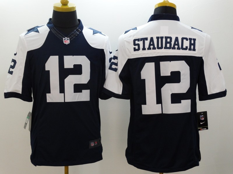 Dallas Cowboys 12 Staubach Blue Thanksgiving Nike Limited Jerseys